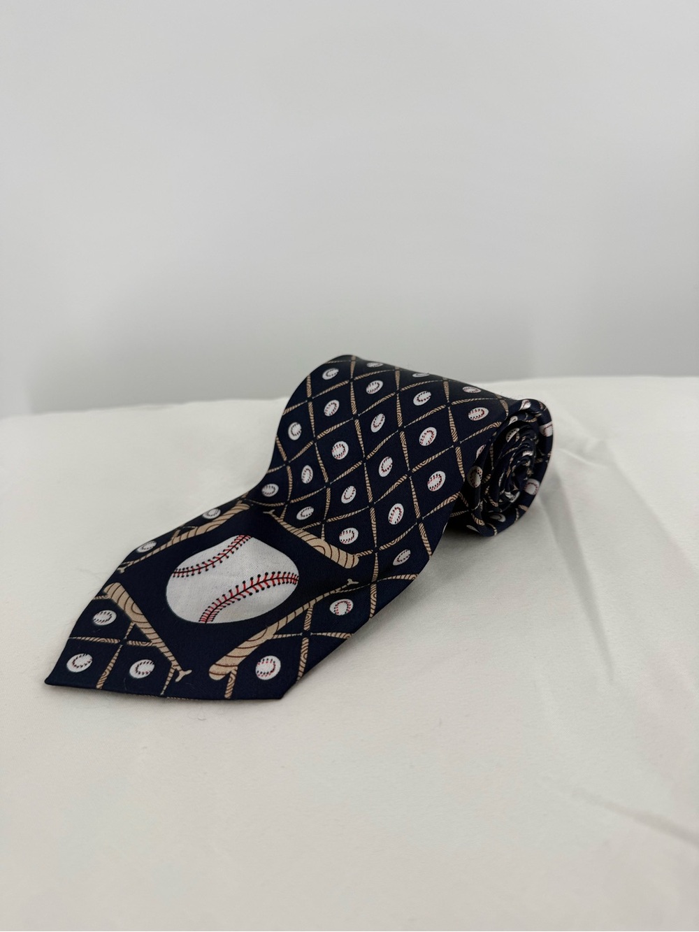 Men's Navy Baseball Pattern Tie